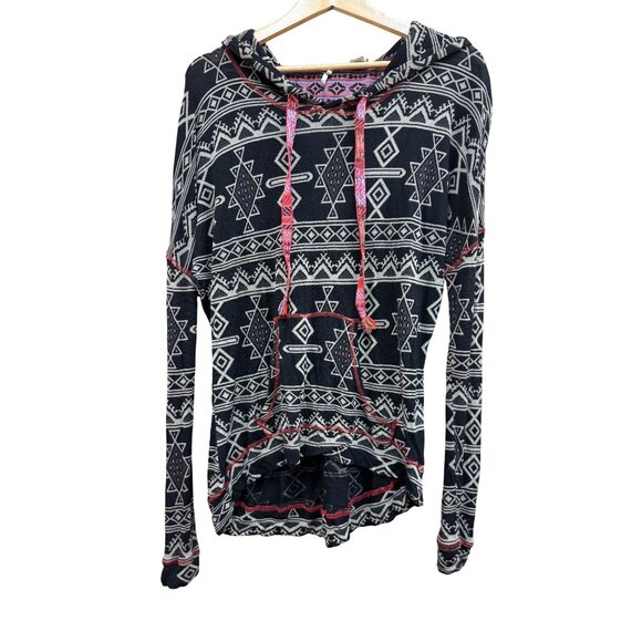 Gimmicks BKE Sweater Aztec Print Boho Hooded Lightweight Embroidered Medium - Picture 1 of 6